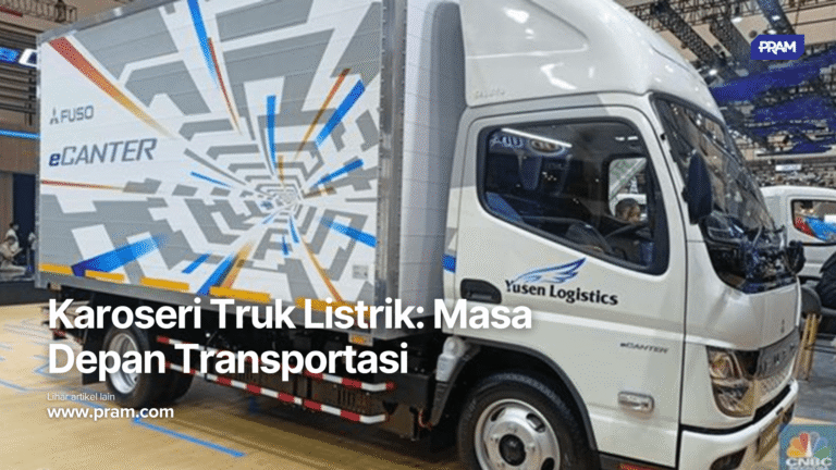 : Transportasi modern dengan karoseri truk listrik — desain efisien dan ramah lingkungan.